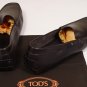 TOD'S SHOES $495 DARK BROWN LOGO VAMP CONTRAST PEBBLE SOLE DRIVER 13.5 45e  NEW