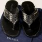 PRADA SHOES $495 BLACK WOVEN LEATHER LOGO ORNAMENTED SANDAL 7.5 40.5e NEW
