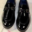 SALVATORE FERRAGAMO SHOES $720 BLACK PATENT GANCINI BRAID VAMP LOAFER 11 44 NEW