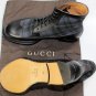 GUCCI SHOES $895 BLACK LEATHER BLUE TARTAN WOOL PANEL WINGTIP BOOT 9.5 42.5 NEW