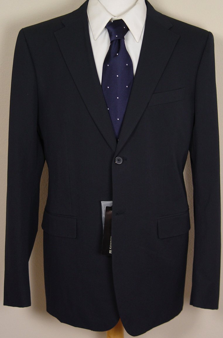 JIL SANDER SUIT $1880 NAVY 2-BTN TECHNO FABRIC TAILOR MADE SUIT 44R 54e NEW