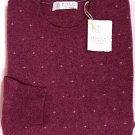 BRUNELLO CUCINELLI SWEATER MERLOT/GRAY 100%CASHMERE CREWNECK PULLOVER L 52e NEW