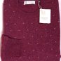 BRUNELLO CUCINELLI SWEATER MERLOT/GRAY 100%CASHMERE CREWNECK PULLOVER L 52e NEW