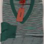 MISSONI SWEATER $1580 GREEN/GRAY SRIPE 100%CASHMERE V-NECK PULLOVER XXL 56e NEW