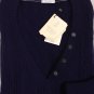 BRUNELLO CUCINELLI SWEATER NAVY 100%CASHMERE CABLE KNIT 5-BTN V-NECK MED 6 NEW