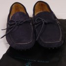SUTOR MANTELLASSI SHOES $545 NAVY SUEDE PEBBLE SOLE TIED VAMP DRIVERS 7 40 NEW