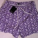 KITON SWIMSUIT $425 PURPLE/WHITE FLOWER LOGO EMBROIDERED TRUNKS M 50 NEW
