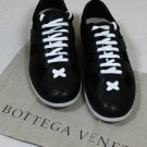 BOTTEGA VENETA SHOES $695 BLACK WOVEN STRIPED LEATHER/SUEDE TRAINERS 11 44e NEW