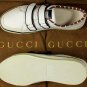 GUCCI SHOES $525 WHITE LOGO STRIPED LOW PROFILE COTTON SUMMER TRAINER 10 43e NEW