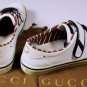 GUCCI SHOES $525 WHITE LOGO STRIPED LOW PROFILE COTTON SUMMER TRAINER 10 43e NEW