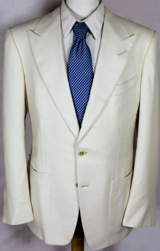 TOM FORD JACKET $3880 OFF WHITE SILK/CASHMERE 2-BTN PEAKED LAPEL COAT 42R 52 NEW