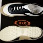TOD'S SHOES $485 NAVY/WHITE/TAN LOGO STRIPE PEBBLE SOLE TRAINERS 11 44e NEW