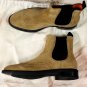 SANTONI SHOES $750 TAN BROWN SUEDE WINGTIP SIDE GORE ANKLE BOOTS 10.5 43.5e NEW