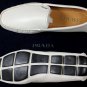 PRADA SHOES $640 WHITE SAFFIANO LEATHER LOGO ORNAMENTED VAMP DRIVER 9 42e NEW