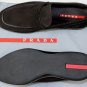PRADA SPORT SHOES $595 DARK BROWN SUEDE LOGO EMBOSSED PENNY CALF 8 41e NEW