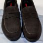 PRADA SPORT SHOES $595 DARK BROWN SUEDE LOGO EMBOSSED PENNY CALF 8 41e NEW