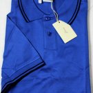 BRIONI POLO $395 BLUE/BLACK ACCENTED 2-BTN COMBED COTTON GOLF SHIRT XL 54e NEW