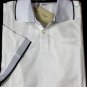 BRIONI POLO $445 WHITE/NAVY 2-BTN LOGO EMBROIDERED COLLAR GOLF SHIRT L 52e NEW