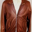 MALO COAT $3480 BROWN PERFORATED LEATHER DUAL ZIP BOMBER JACKET 38 48e NEW