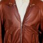 MALO COAT $3480 BROWN PERFORATED LEATHER DUAL ZIP BOMBER JACKET 38 48e NEW