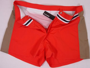 JIL SANDER SWIMSUIT $295 RED/NAVY LOGO BEACHWEAR SWIM TRUNKS SHORTS XL 54e NEW