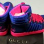 GUCCI SHOES $595 NEON BLUE/PINK LEATHER QUILTED LOGO HITOP TRAINER 8.5 41.5e NEW