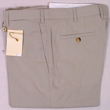 BORRELLI PANTS $595 LIGHT KHAKI BRUSHED COTTON HANDMADE DRESS SLACKS 36 52e NEW