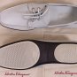 SALVATORE FERRAGAMO SHOES $510 WHITE LOGO EMBOSSED DENVER BOATSHOES 13 46e NEW