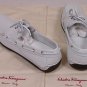 SALVATORE FERRAGAMO SHOES $510 WHITE LOGO EMBOSSED DENVER BOATSHOES 13 46e NEW