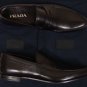 PRADA SHOES $640 DARK BROWN ANTIQUED PATINA LOGO PENNY LOAFER 11D 44e NEW