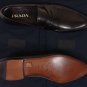 PRADA SHOES $640 DARK BROWN ANTIQUED PATINA LOGO PENNY LOAFER 11D 44e NEW