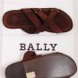 BALLY SHOES $395 DARK BROWN CROSS STRAP SUEDE CALFSKIN SANDALS 11.5 44.5e NEW