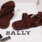BALLY SHOES $395 DARK BROWN CROSS STRAP SUEDE CALFSKIN SANDALS 11.5 44.5e NEW