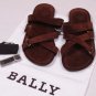 BALLY SHOES $395 DARK BROWN CROSS STRAP SUEDE CALFSKIN SANDALS 11.5 44.5e NEW