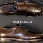 GIORGIO ARMANI SHOES $820 DK BROWN TOE ORNAMENTED CAP TOE DUAL MONK 12 45e NEW