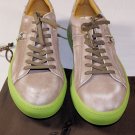 CESARE PACIOTTI SHOES $545 GRAY/GREEN CALF LOGO ORNAMENTED TRAINERS 12 45e NEW