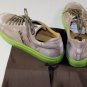 CESARE PACIOTTI SHOES $545 GRAY/GREEN CALF LOGO ORNAMENTED TRAINERS 12 45e NEW