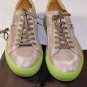 CESARE PACIOTTI SHOES $545 GRAY/GREEN CALF LOGO ORNAMENTED TRAINERS 12 45e NEW