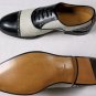 LOUIS LEEMAN SHOES $955 BLACK/IVORY CANVAS/CALF CONTRAST STUD OXFORD 11 44e NEW