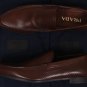 PRADA SHOES $565 DARK BROWN LOGO EMBOSSED VAMP PERFORATED LOAFERS 7D 40e NEW