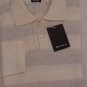 KITON SWEATER $1095 IVORY/ASH BOLD STRIPE 2-BTN CASHMERE/COTTON POLO MED 50e NEW