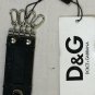 DOLCE & GABBANA KEYCHAIN $165 BLACK LEATHER LOGO 4-KEYRING NEW
