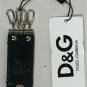 DOLCE & GABBANA KEYCHAIN $165 BLACK LEATHER LOGO 4-KEYRING NEW