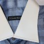 STEFANO RICCI SHIRT $1550 BLUE/GRAY CONTRAST COLLAR/CUFF SLIK SHIRT 17.5 43 NEW