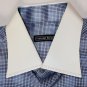 STEFANO RICCI SHIRT $1550 BLUE/GRAY CONTRAST COLLAR/CUFF SLIK SHIRT 17.5 43 NEW