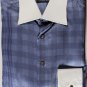 STEFANO RICCI SHIRT $1550 BLUE/GRAY CONTRAST COLLAR/CUFF SLIK SHIRT 17.5 43 NEW