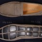PRADA SHOES $595 GRAY LOGO ORNAMENTED CONTRAST STITCH PENNY DRIVER 9.5 42.5e NEW