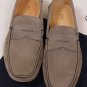 PRADA SHOES $595 GRAY LOGO ORNAMENTED CONTRAST STITCH PENNY DRIVER 9.5 42.5e NEW