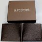 A.TESTONI WALLET $420 DARK BROWN GRAINED REINDEER SKIN LOGO 8-CC BILL FOLD NEW