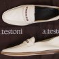 A. TESTONI SHOES $545 WHITE COLOR BAR VAMP HANDMADE LOAFER 7 40e NEW